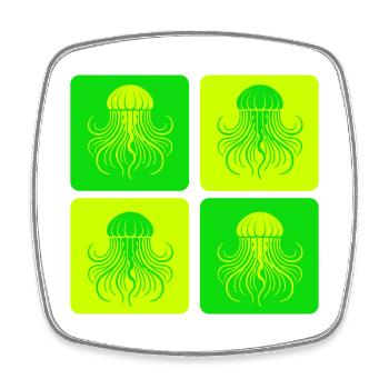 Jellyfish – Minimal Ocean Art - Square fridge magnet - white - Front