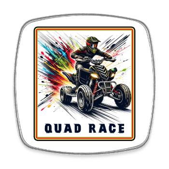 Quad Race – Speed Explosion - Viereckiger Kühlschrankmagnet - Weiß - Vorne