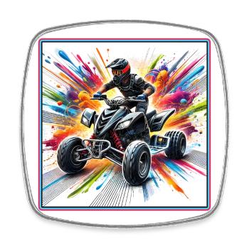 Quad Power – Explosion de couleurs - Magnet carré - blanc - Devant