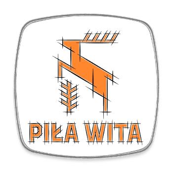 La ville de Piła est la bienvenue. Logo de cerf de dessin animé - Magnet carré - blanc - Devant