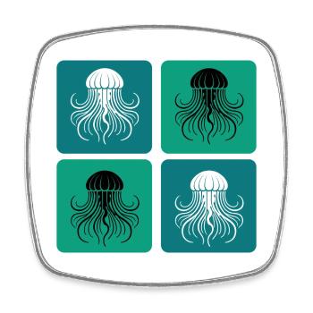 Jellyfish – Minimal Ocean Art - Square fridge magnet - white - Front