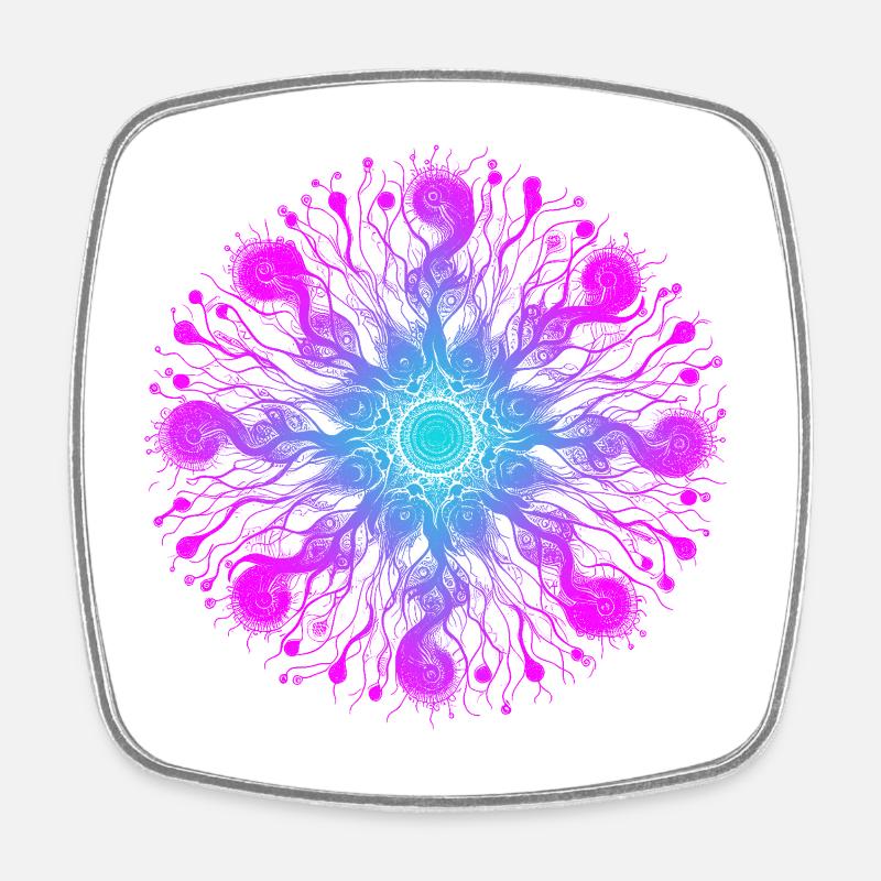 Psyche Mandala - Square fridge magnet - white