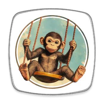 Monkey swing – stay relaxed! - Square fridge magnet - white - Front