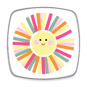Sunshine puts you in a good mood, colorful sun - Square fridge magnet - white - Front