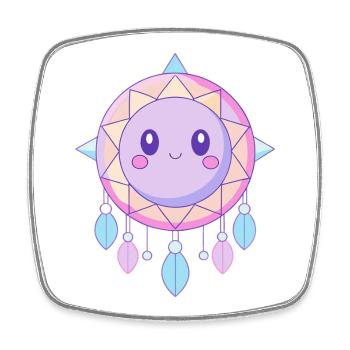 Attrape-rêves kawaii rose et violet - Magnet carré - blanc - Devant