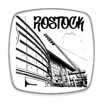 Rostock Stadionblick - Viereckiger Kühlschrankmagnet - Weiß - Vorne