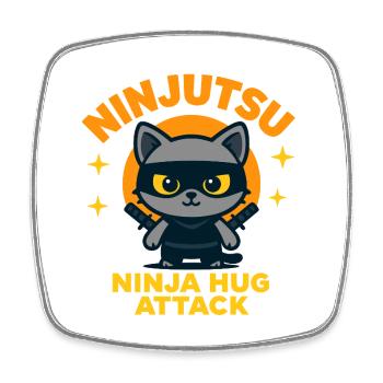 Ninja Katzen Attacke - Viereckiger Kühlschrankmagnet - Weiß - Vorne
