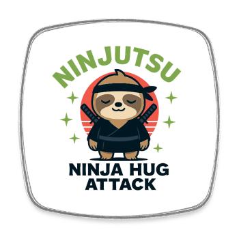 Ninja Kuschel-Sloth HugAttack - Viereckiger Kühlschrankmagnet - Weiß - Vorne