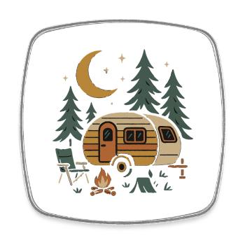 Nighttime Camping Scene Design - Square fridge magnet - white - Front