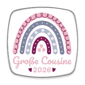 Große Cousine 2026 Regenbogen - Viereckiger Kühlschrankmagnet - Weiß - Vorne