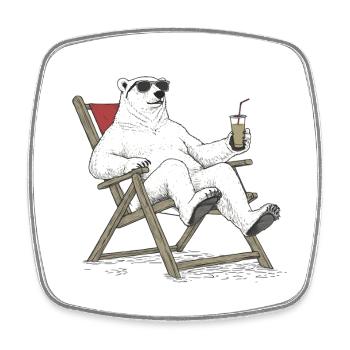 ChillBear - Square fridge magnet - white - Front