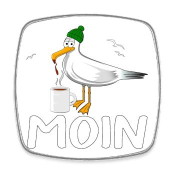Möve MOIN - Viereckiger Kühlschrankmagnet - Weiß - Vorne