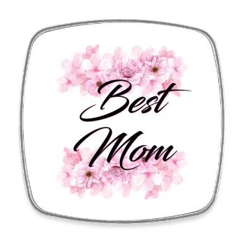 Best Mom, en noir sur fleurs de cerisier - Magnet carré - blanc - Devant