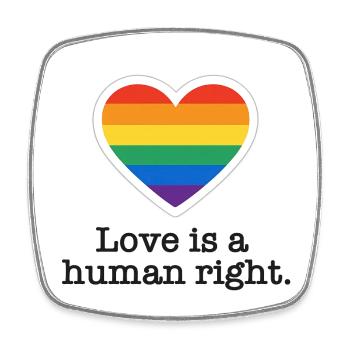 Love is a Human Right – Pride Herz - Viereckiger Kühlschrankmagnet - Weiß - Vorne