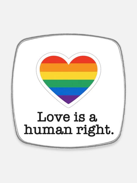 Love is a Human Right – Pride Heart - Square fridge magnet - white