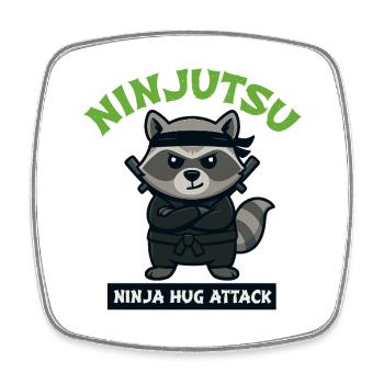 Waschbär Ninja Umarmungsangriff - Viereckiger Kühlschrankmagnet - Weiß - Vorne
