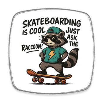 Raccoon Skate Lightning Stil - Viereckiger Kühlschrankmagnet - Weiß - Vorne
