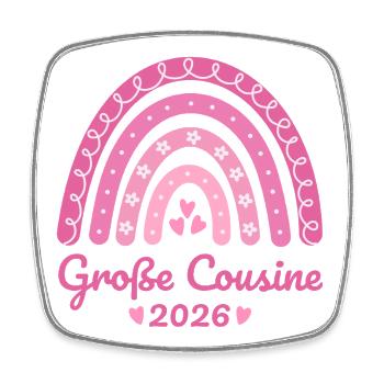 Große Cousine 2026 Regenbogen - Viereckiger Kühlschrankmagnet - Weiß - Vorne