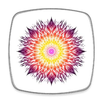 Psychedelisches Feuer-Mandala - Viereckiger Kühlschrankmagnet - Weiß - Vorne