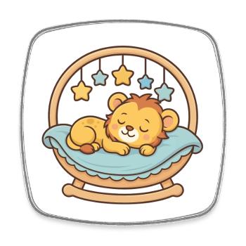 Schlafendes Löwenbaby – Süßes Tier-Motiv fürs Baby - Viereckiger Kühlschrankmagnet - Weiß - Vorne
