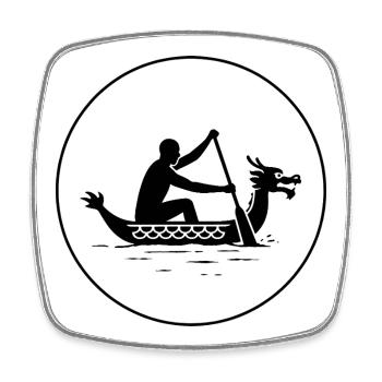 Dragon boat - Square fridge magnet - white - Front