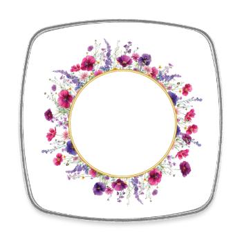 Wildblumen - Blumenkranz Personalisierbar - Viereckiger Kühlschrankmagnet - Weiß - Vorne