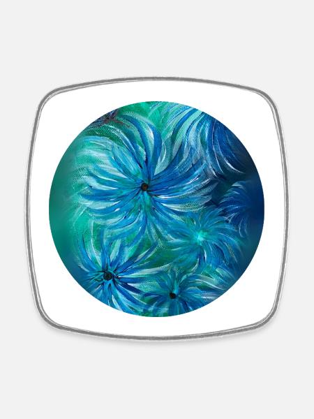 Summer colours - hand-painted by Martina Eßer - Square fridge magnet - white