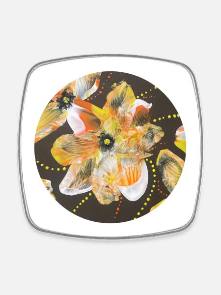 Creative play of colours hand-painted by Martina Eßer - Square fridge magnet - white