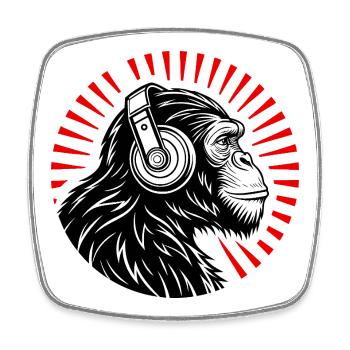 Groove Monkey – The DJ of the Wild - Square fridge magnet - white - Front