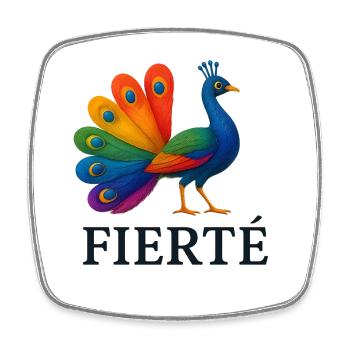 Fierté – Paon Arc-en-Ciel - Square fridge magnet - white - Front