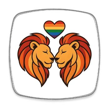 Lion Love – Proud & Powerful - Square fridge magnet - white - Front