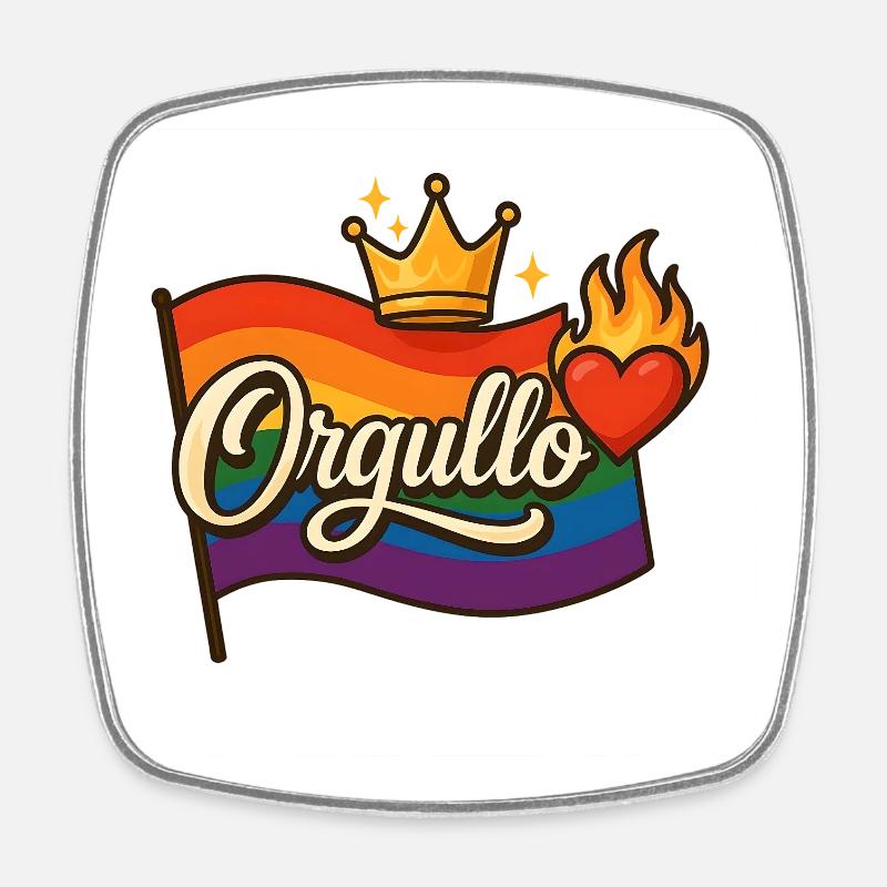 Orgullo – Pride con Corazón y Corona - Square fridge magnet - white