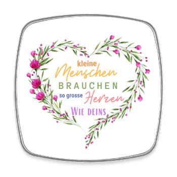 Kleine Menschen brauchen so große Herzen wie deins - Viereckiger Kühlschrankmagnet - Weiß - Vorne