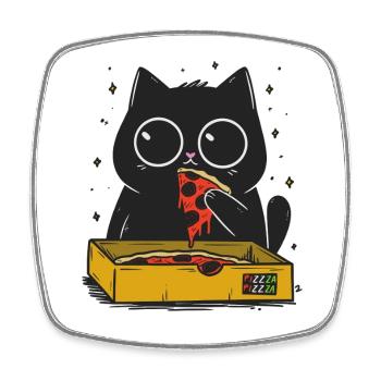 Pizza Kitty in color - Square fridge magnet - white - Front