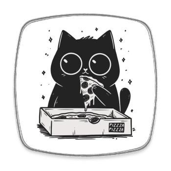 Pizza kitty - Square fridge magnet - white - Front