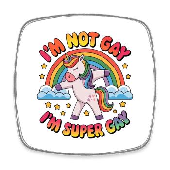 LGBTQ Pride Month - I'm Not Gay, I'm SuperGay - Square fridge magnet - white - Front