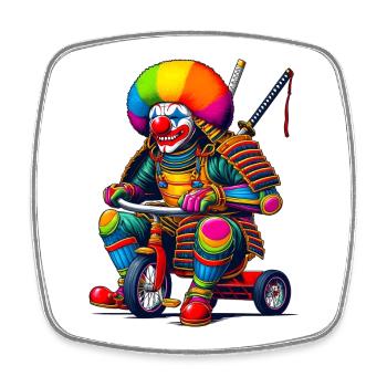 Clown samouraï - Magnet carré - blanc - Devant