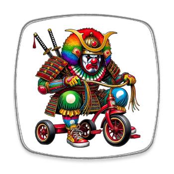 Clown samouraï - Magnet carré - blanc - Devant