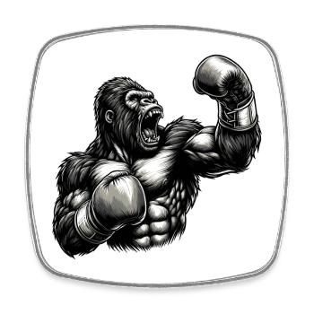 Gorilla Boxer Fighter Boxing Roars Gift - Square fridge magnet - white - Front