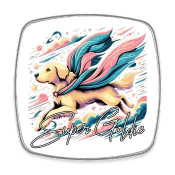 Super Hund Golden Retriever Goldie Cape Geschenk - Viereckiger Kühlschrankmagnet - Weiß - Vorne
