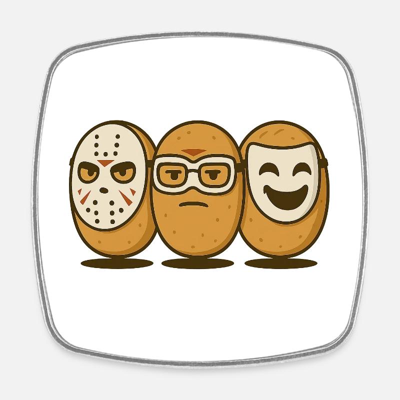 Die Brötchen-Bande – Masken-Edition - Viereckiger Kühlschrankmagnet - Weiß