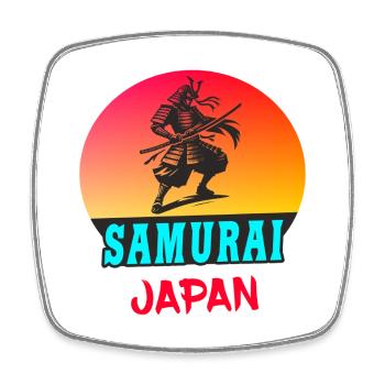 Samurai Japan Sonnenuntergang Design - Viereckiger Kühlschrankmagnet - Weiß - Vorne