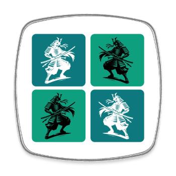 Samurai Japan Vintage Design - Viereckiger Kühlschrankmagnet - Weiß - Vorne