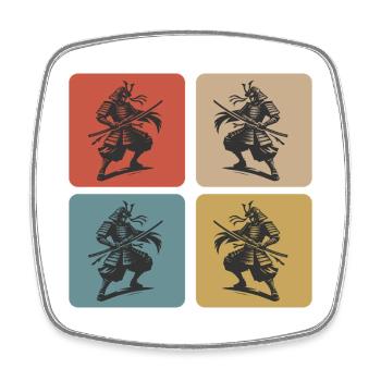 Samurai Japan Vintage Design - Viereckiger Kühlschrankmagnet - Weiß - Vorne