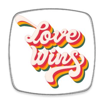 LGBTQ Pride Month - Love Wins - Square fridge magnet - white - Front