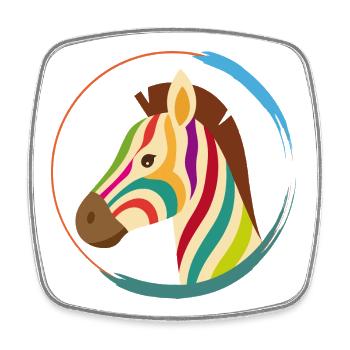 Farbenfrohes Zebra – Einzigartiger Streifenlook - Viereckiger Kühlschrankmagnet - Weiß - Vorne