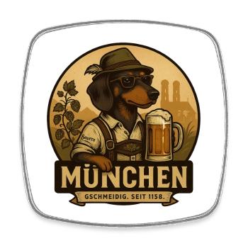Bavarian Dachshund – Munich Gschmeidig - Square fridge magnet - white - Front