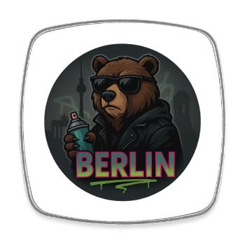 Berlin Bär – Design urbain streetstyle avec graffiti - Magnet carré - blanc - Devant