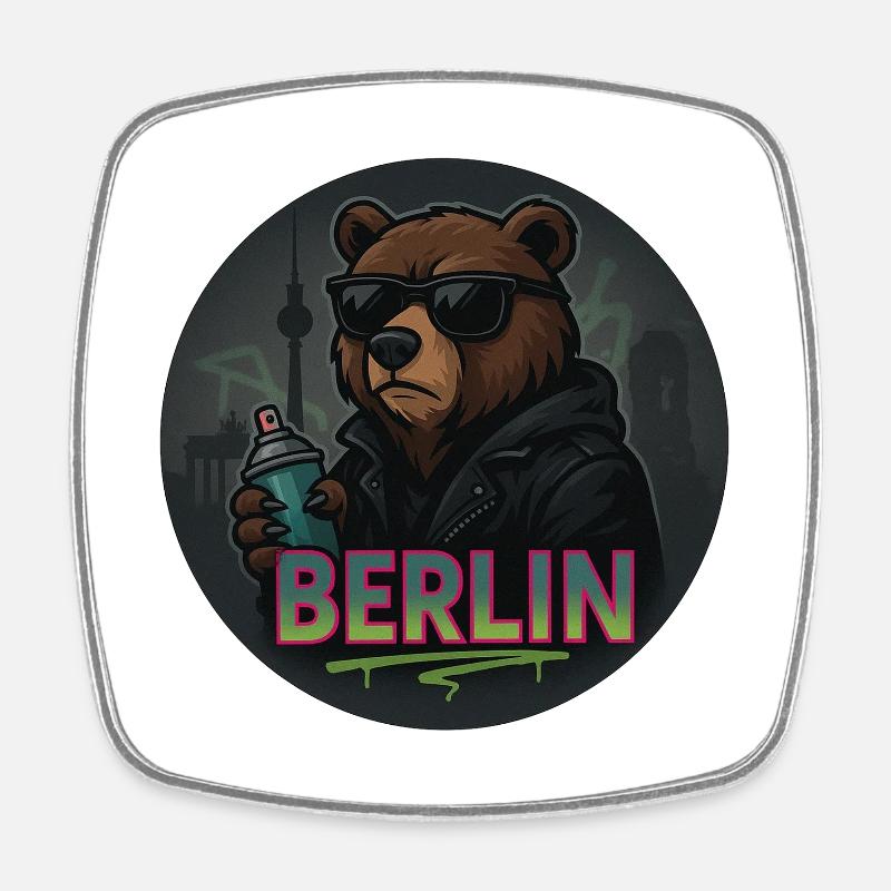 Berlin Bär – Design urbain streetstyle avec graffiti - Magnet carré - blanc
