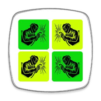 Welders in retro style - Square fridge magnet - white - Front